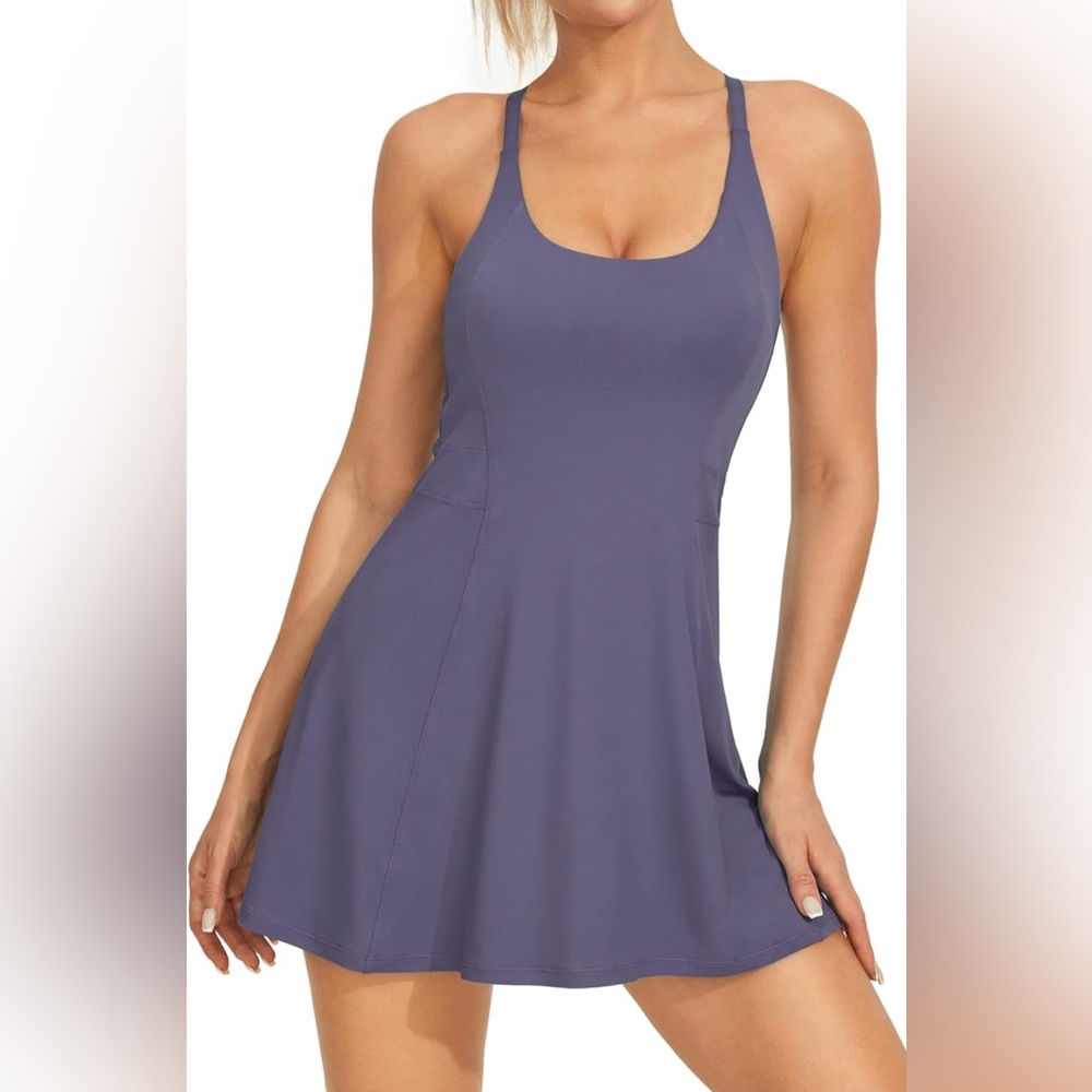 Persit Womens Tennis Dress with Adjustable Straps & Built-in Bra & Shorts